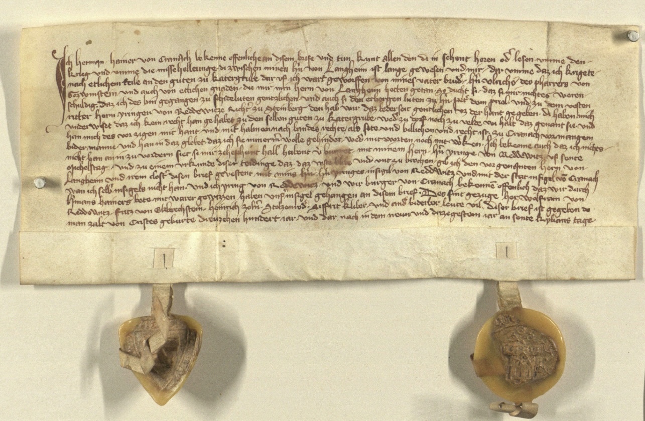 Pergamenturkunde des Klosters Langheim 1339