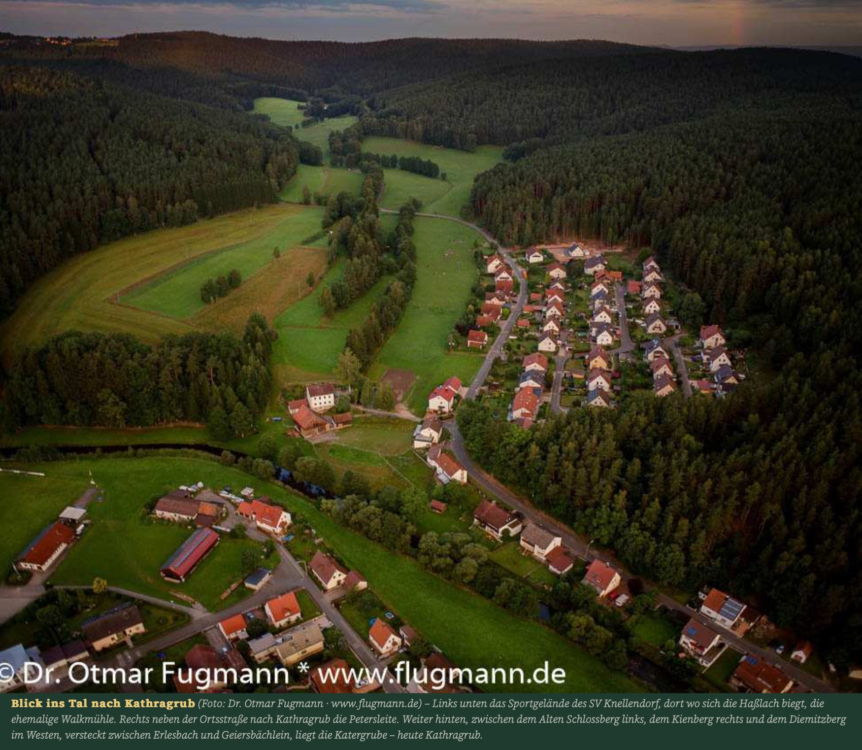 Luftbild Tal nach Kathragrub mit Regenbogen
